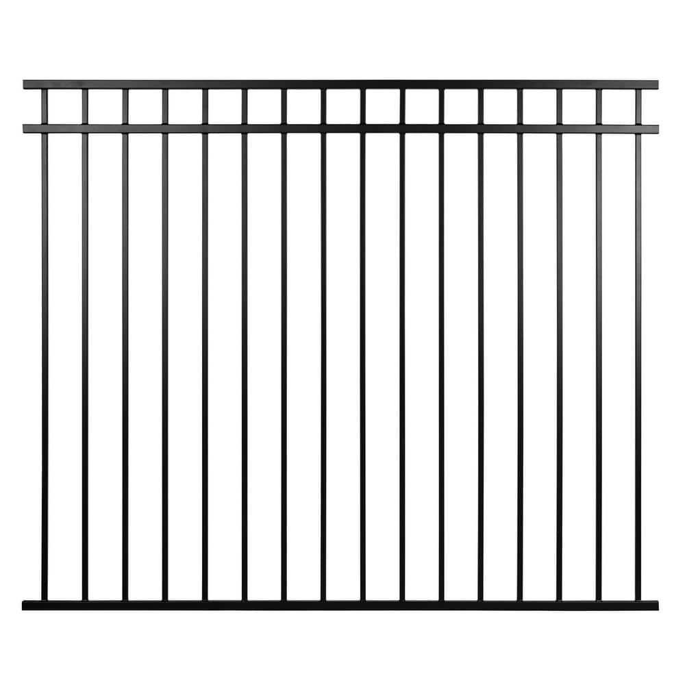 Nuvo Iron 5-ft H x 6-ft W Textured black finish Galvanized steel Containment Gate Spaced picket Fence panel