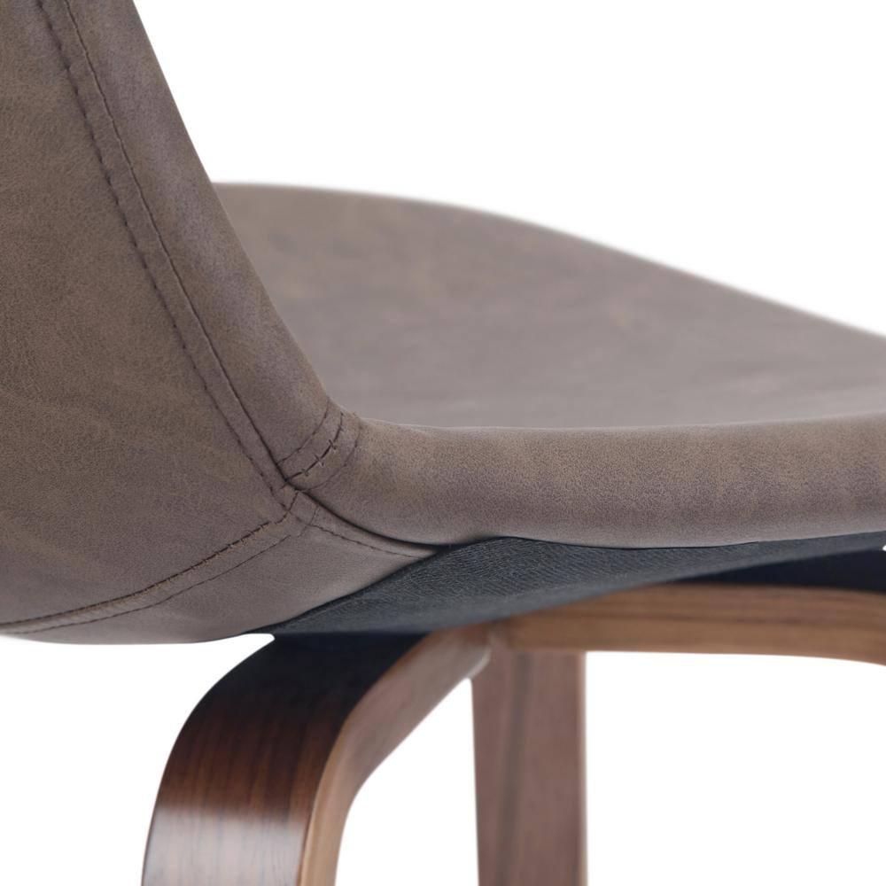 Simpli Home Randolph Mid Century Modern 28 inch Bentwood Counter/ Bar Height Stool (Set of 2) in Distressed Chocolate Brown Vegan Faux Leather