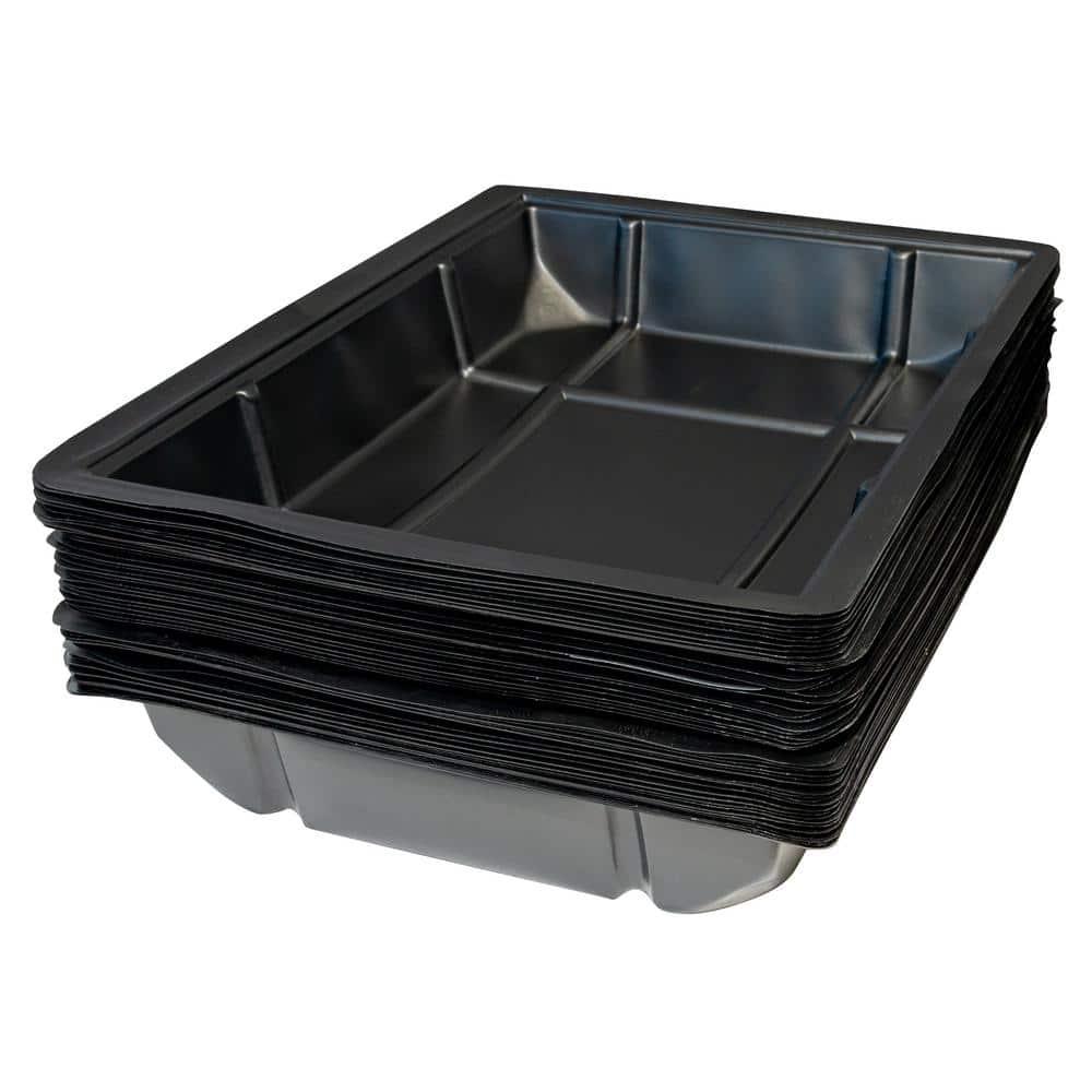 Black Rectangular Disposable Plastic Litter Trays, 50-Pack