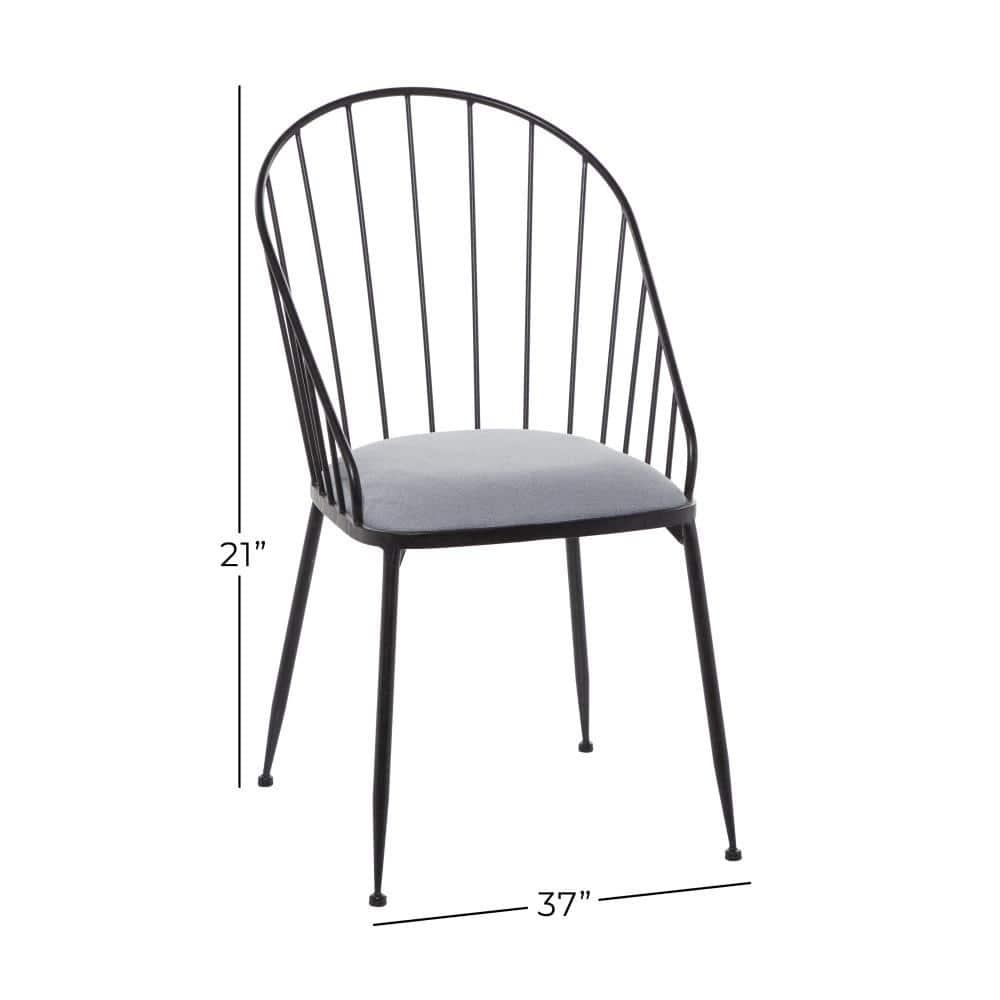 Marlowe Upholstered Metal Windsor Back Side Chair in Black
