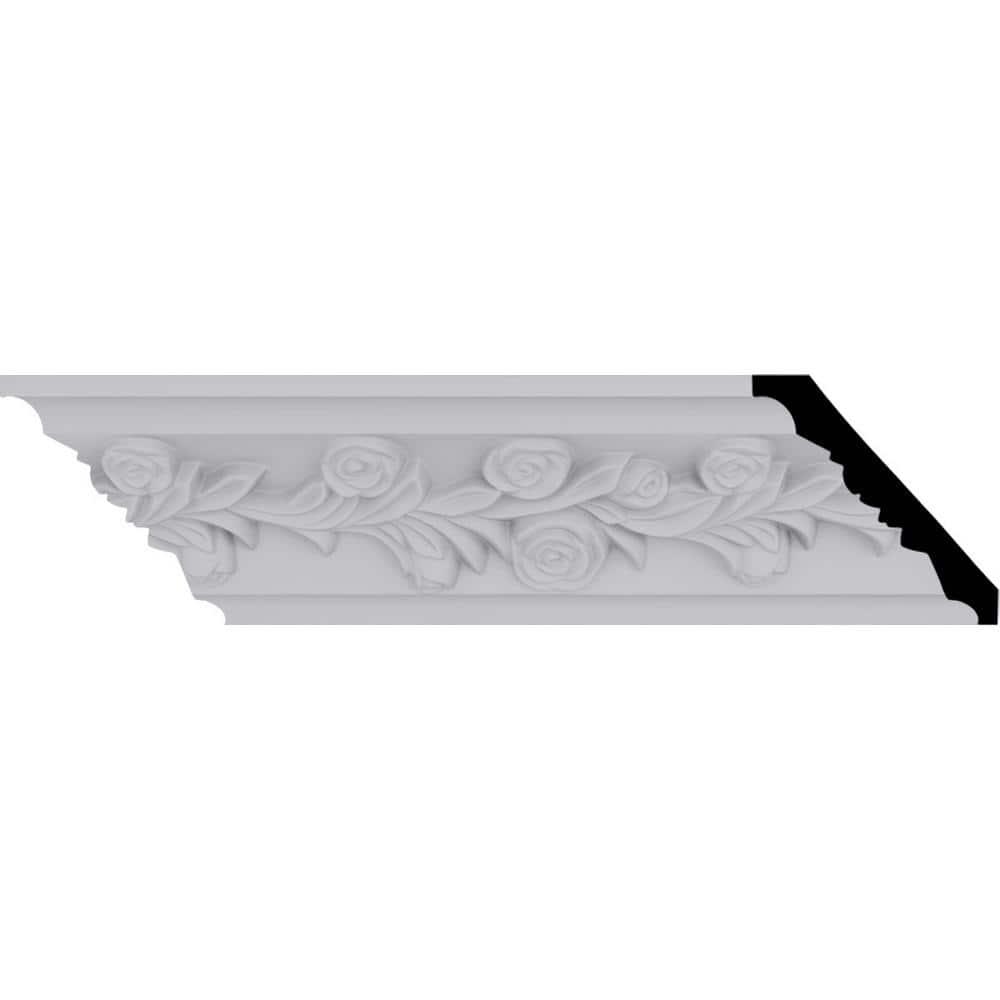 Ekena Millwork 3 7/8"H x 3 7/8"P x 5 1/2"F x 94 1/2"L, (1/2" Repeat) Rose Crown Moulding