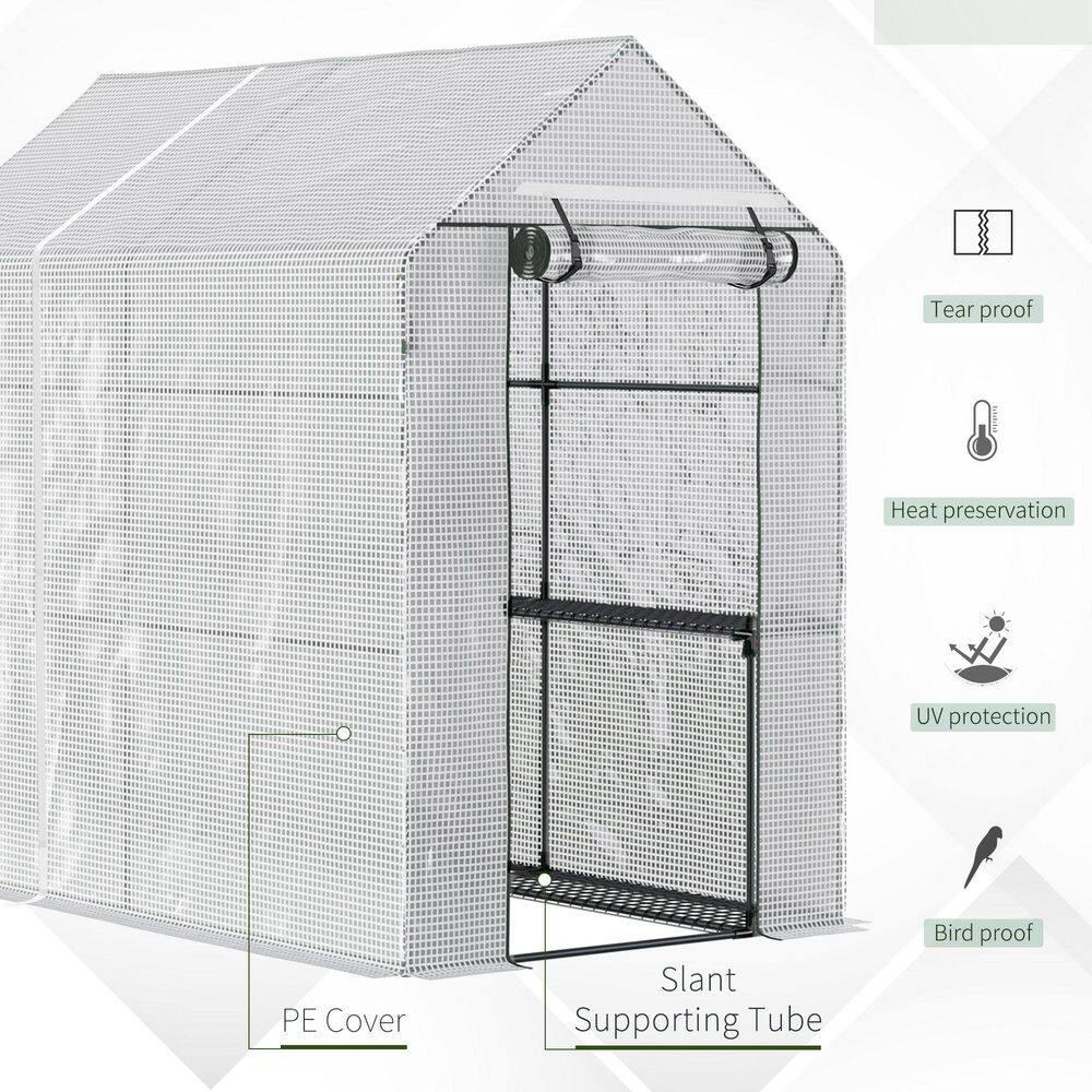 Quictent 56"x56"x77" Outdoor Portable Walk-in Greenhouse 3 Tiers 6 Shelves Garden Planter W/ Clear Cover