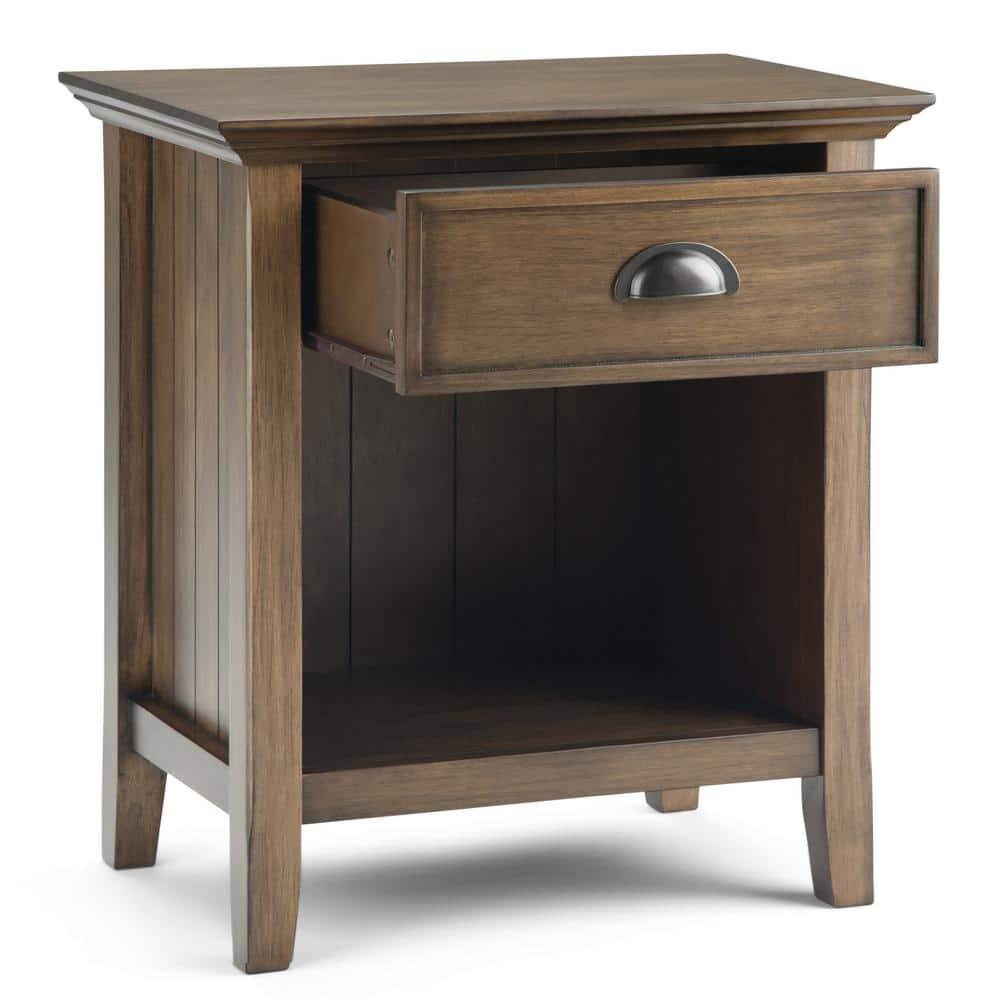 Simpli Home Acadian Solid Wood Bedside Table In Rustic Natural Aged Brown