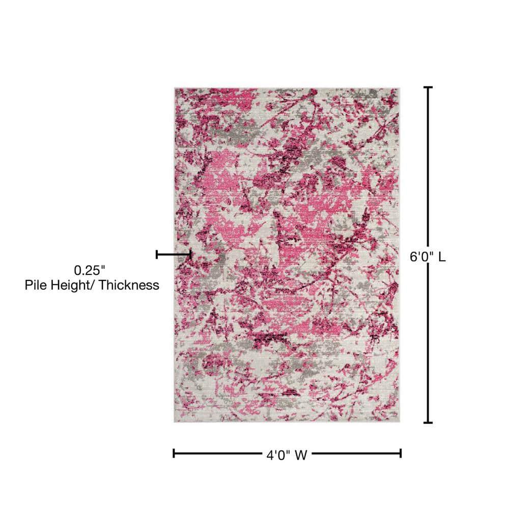 Skyler SKY186 Power Loomed Indoor Area Rug - Pink/Ivory - 4'x6' - Safavieh