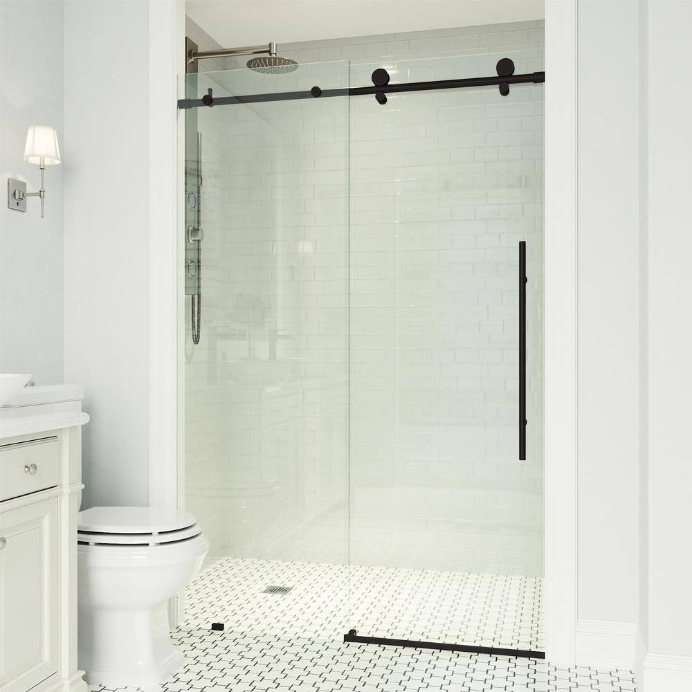 Elan E-Class 44-48" W x 76" H Sliding Frameless Shower Door with 3/8" Clear Glass
