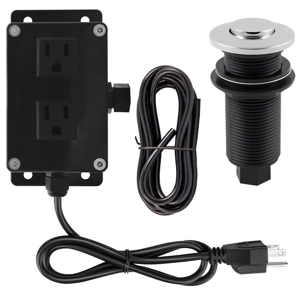 Westbrass Kitchen Sink Waste Disposal Air Switch and Dual Outlet Control Box, Flush Button