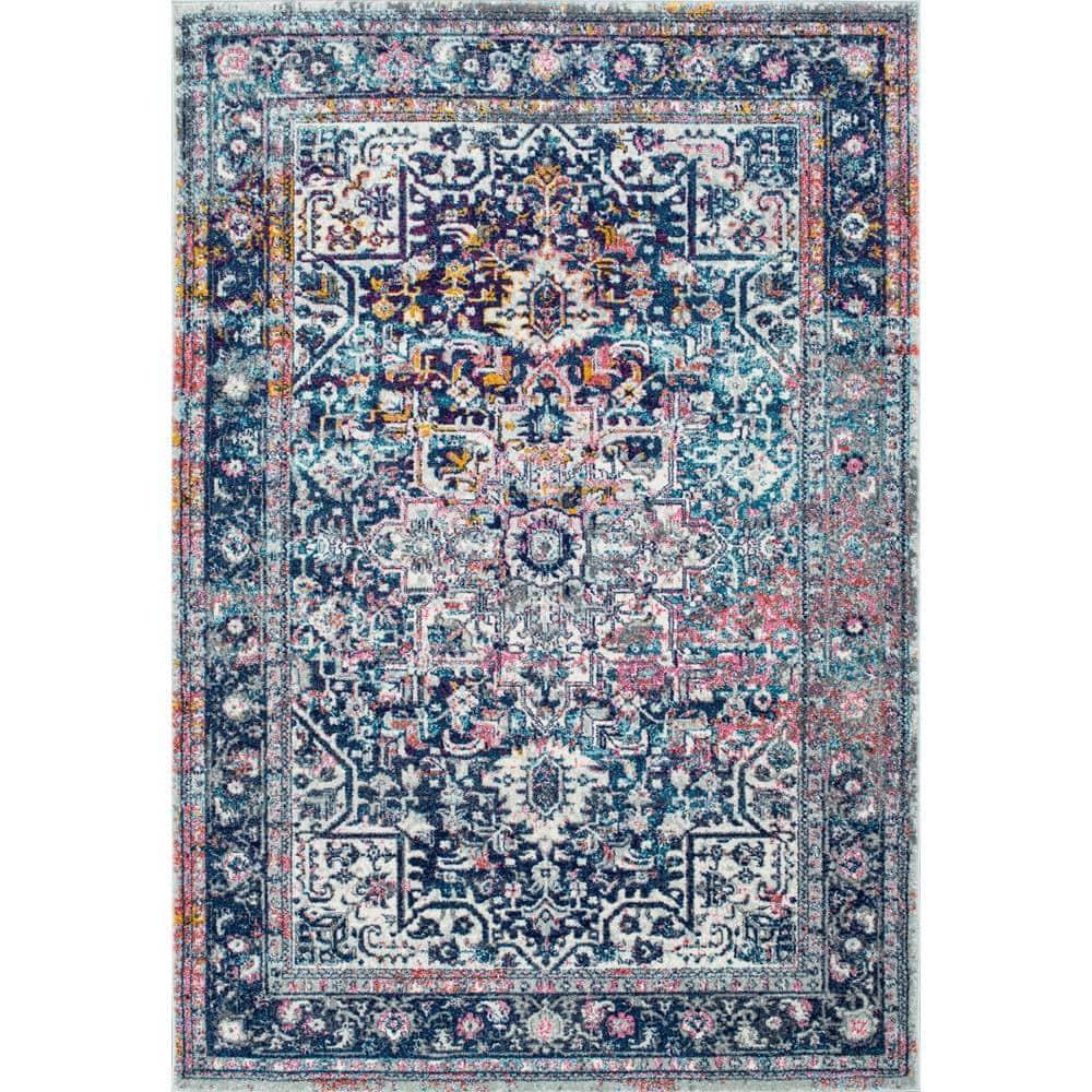Nuloom Lilah Medallion 5x7 Indoor Area Rug for Living Room Bedroom Dining Room Kitchen, Blue/Multicolor