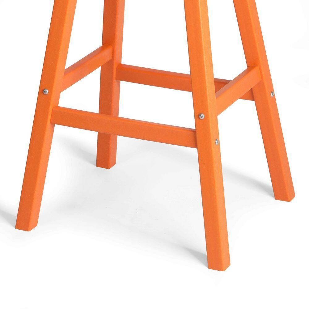 Franklin Orange 29 in. Poly HDPE Fade Resistant Outdoor Patio Saddle Seat Pub Height Bar Stool