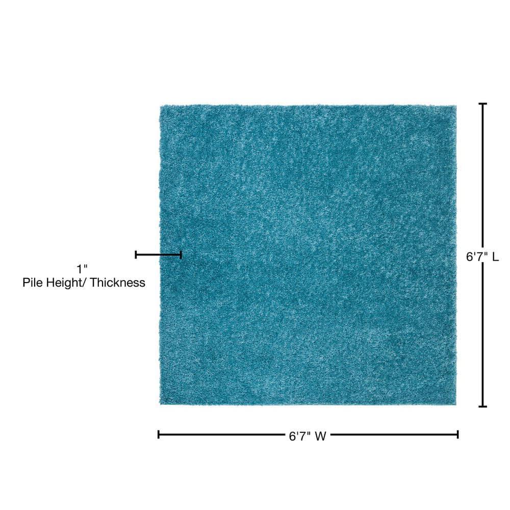 August Shag 900 AUG900 Power Loomed Indoor Area Rug - Turquoise - 6'7"x6'7" - Safavieh