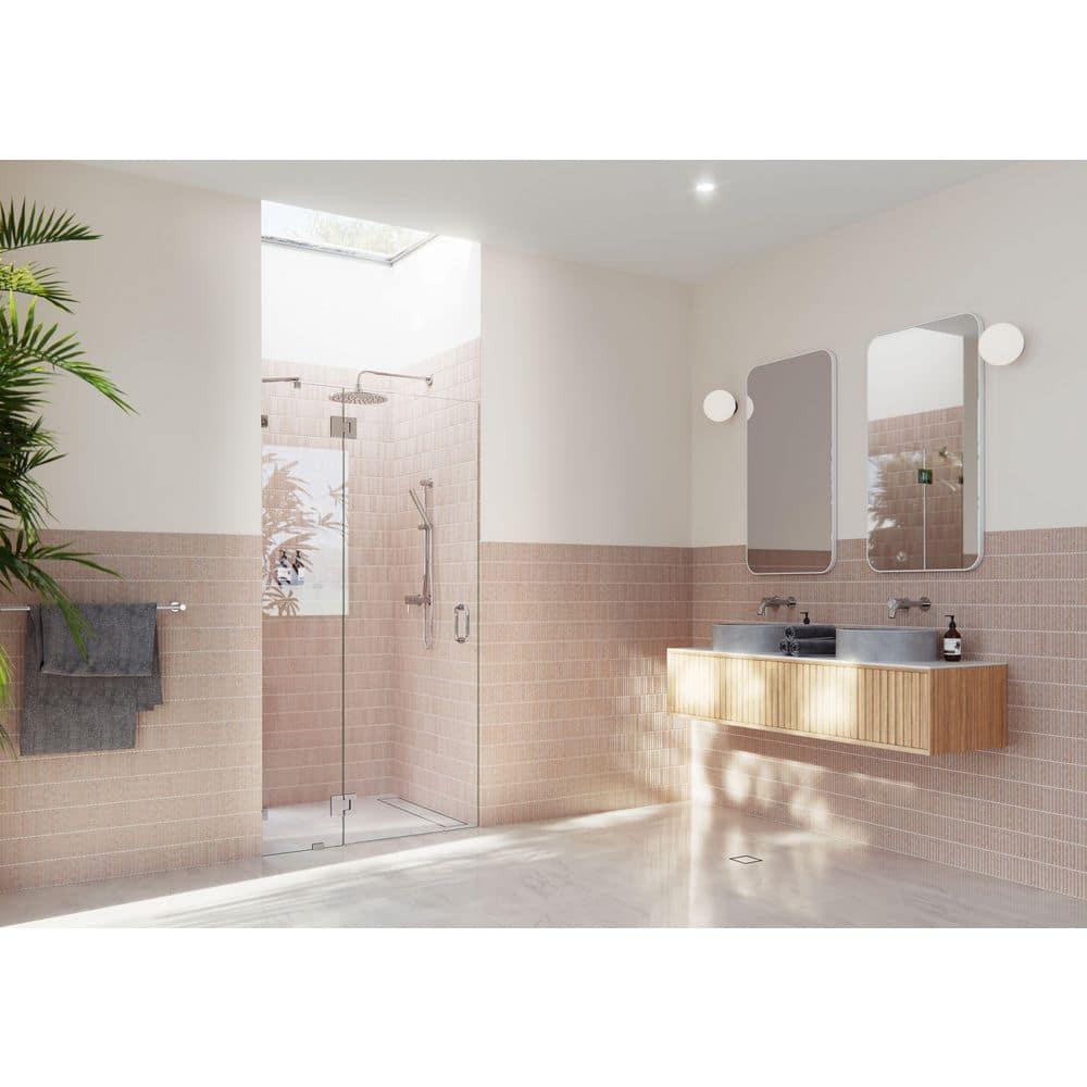 Glass Warehouse Halo 38.75 in. x 78 in. Frameless Glass Hinge Shower Door GW-GH-38-75-CH