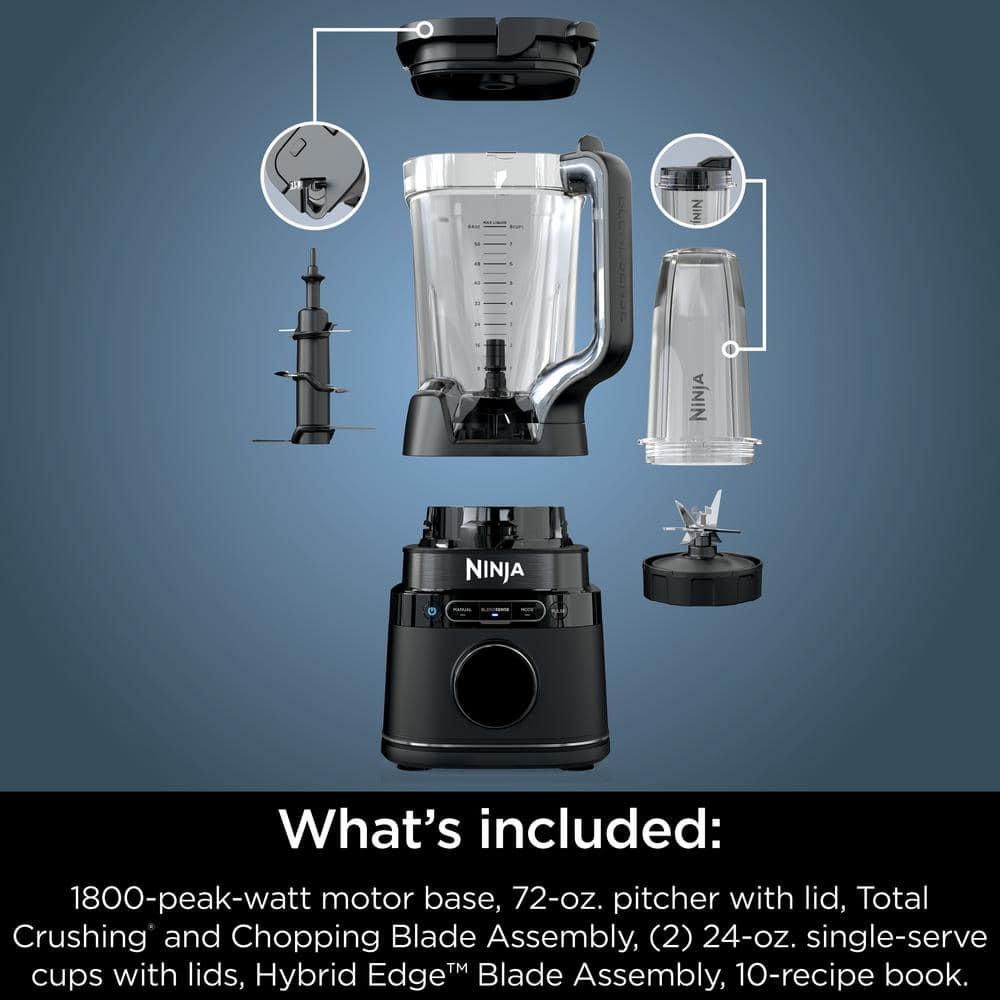 Ninja Ninja® Detect Power Blender Pro & Personal Single-Serve, BlendSense Technology, For-Smoothies, Food and More, Compact Design, 1800 P-Watts, with 72 oz. Pitcher and (2) 24 oz. Cups