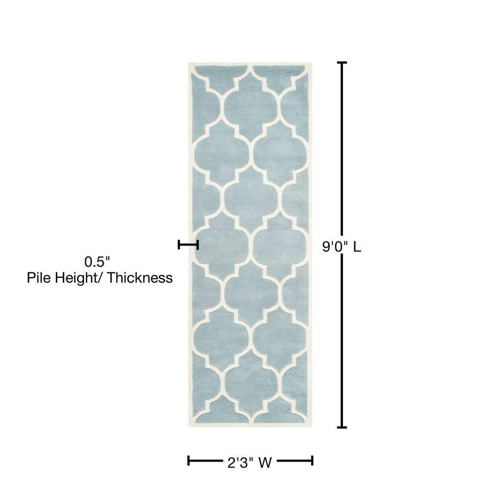 SAFAVIEH Chatham Gavin Geometric Wool Runner Rug, Blue/Ivory, 2'3" x 9'