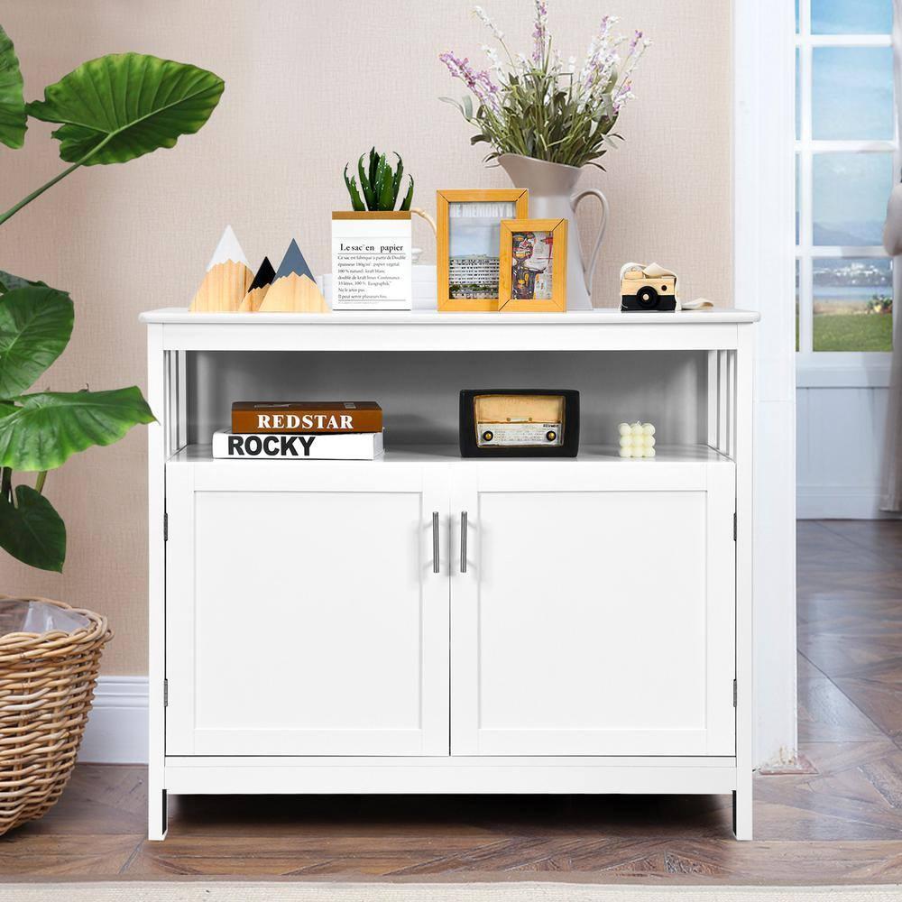 Costway Kitchen Buffet Server Sideboard Storage Cabinet w/2 Doors & Shelf White