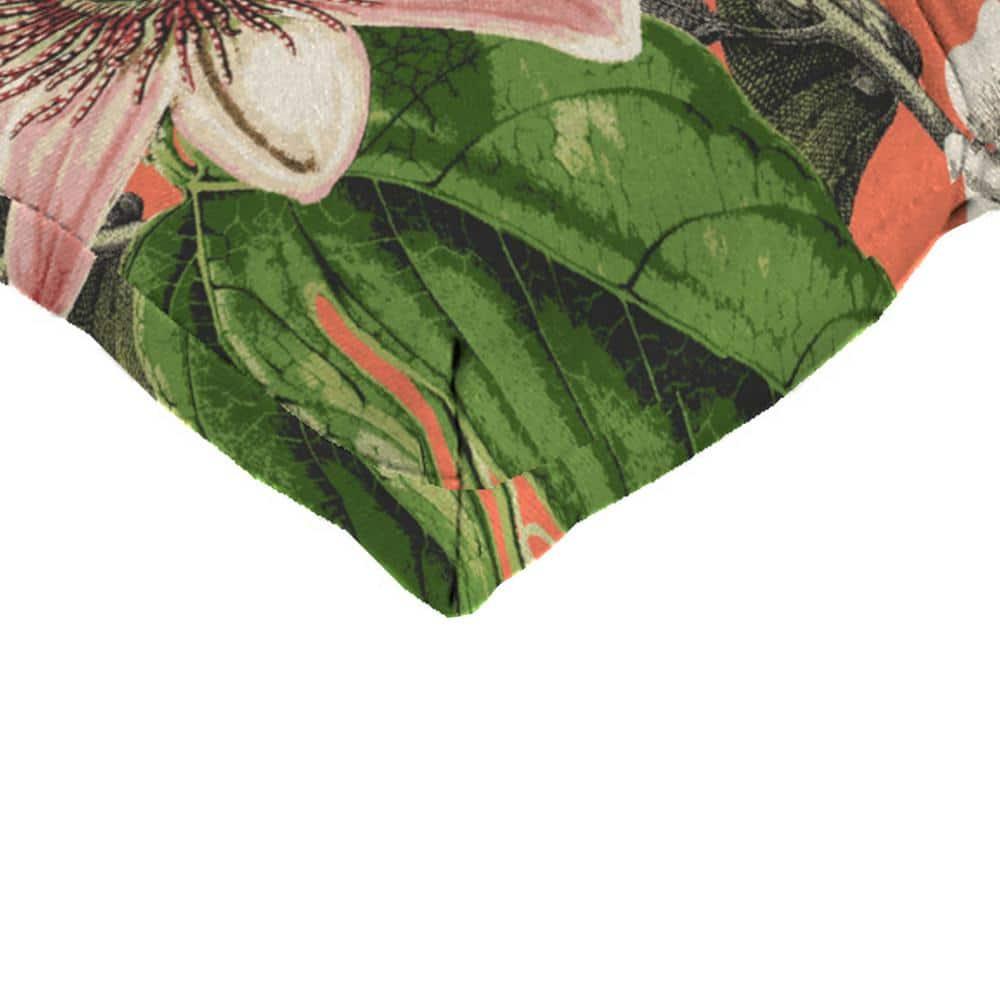 Jordan Manufacturing 18" x 17" Adley Cappuccino Multicolor Floral Rectangular Tufted Outdoor Wicker Seat Cushion with Ties (2 Pack)