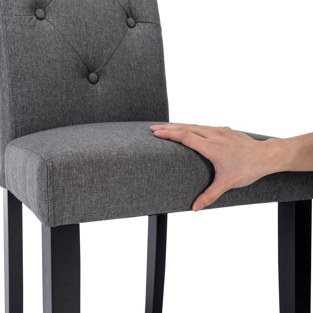 Gray Linen Upholstered High Back Parsons Side Chair Set