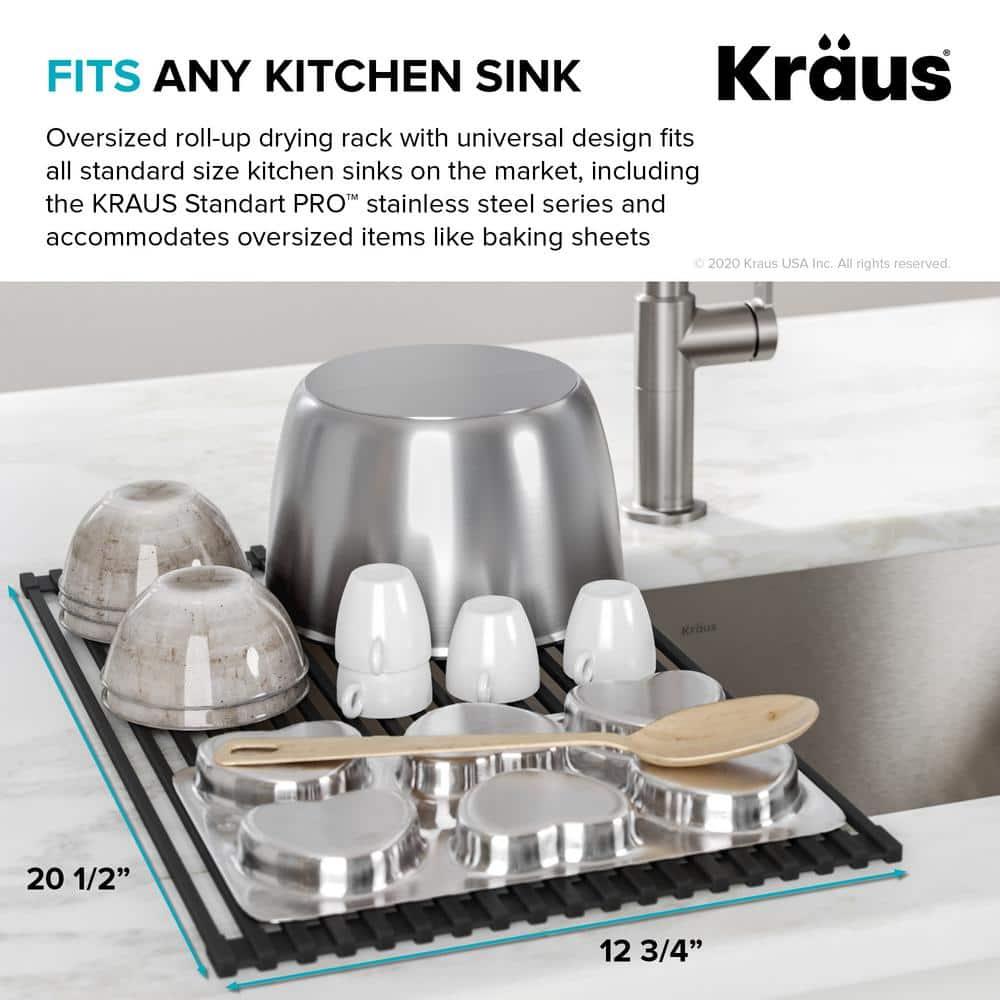 Jet Black Stainless Steel Foldable Over-Sink Dish Drying Rack