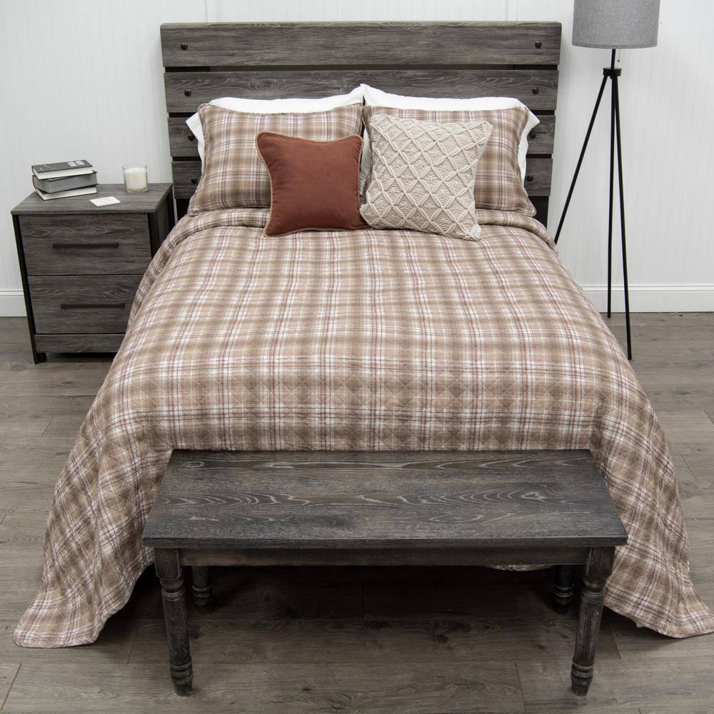 Donna Sharp Highland Plaid 3PC Cotton King Quilt Set