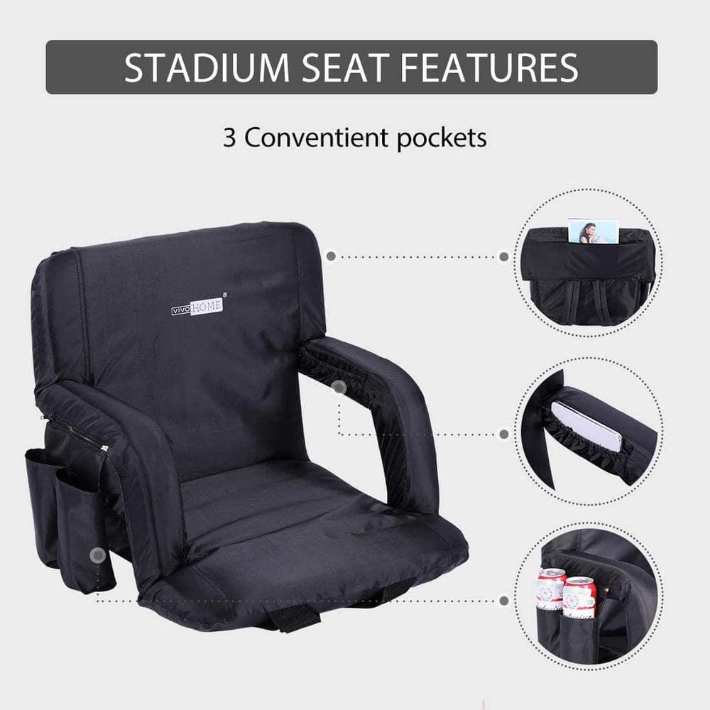 SPECSTAR Foldable Stadium Seat Chair for Bleachers with Padded Back Support and Armrests 2 pack