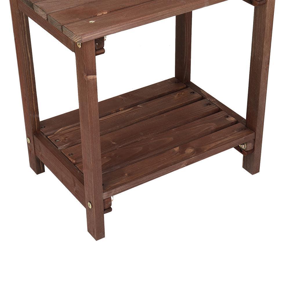Ktaxon 19" Wood Side Table Square Small Sofa End Table Light Brown, Patio Garden End Table for Indoor and Outdoor
