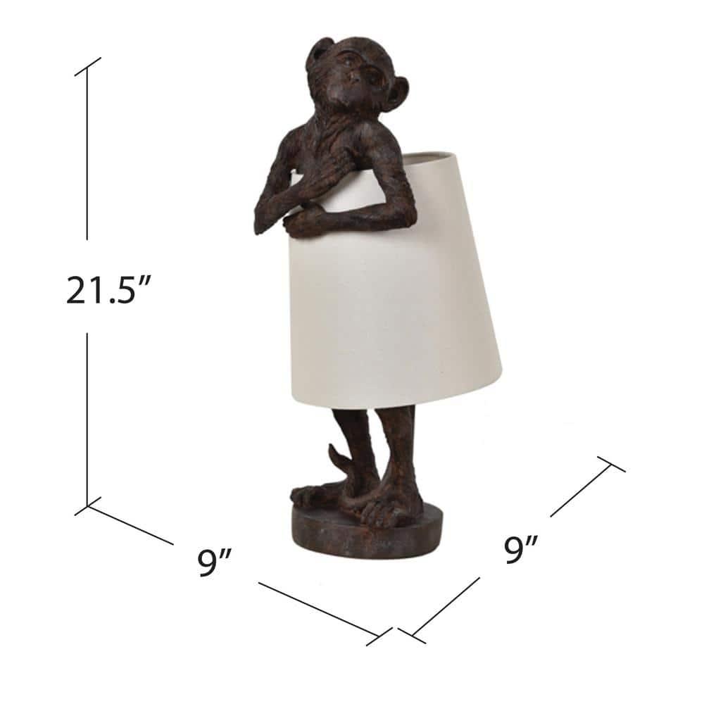 21.5" Chester Monkey Bronze Resin Table Lamp w/ Oatmeal Shade