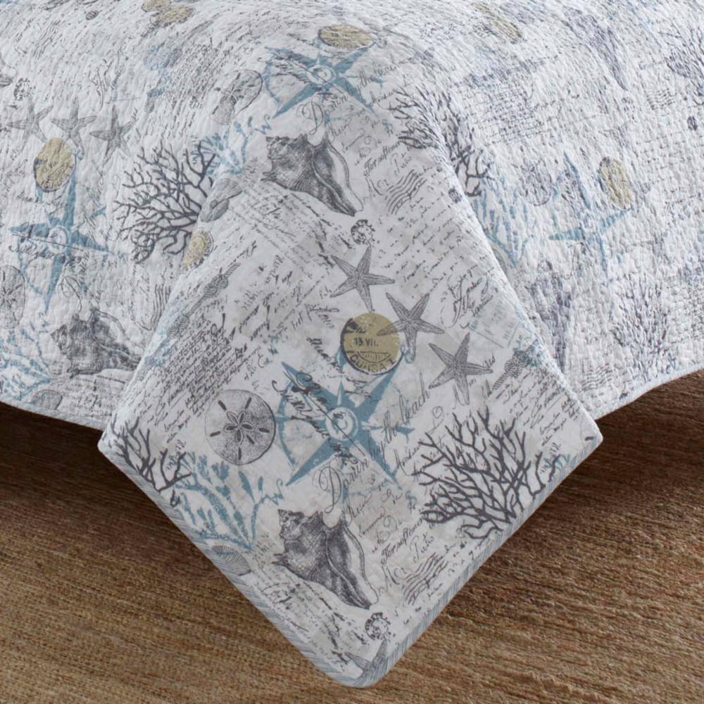 Tommy Bahama Home Tommy Bahama Beach Bliss Grey Cotton Reversible Quilt Set