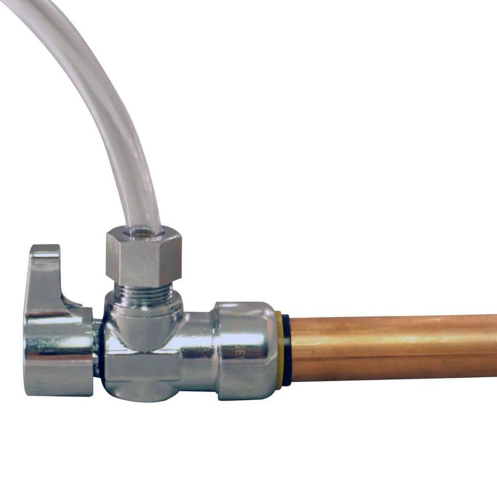 Tectite FSBVA1238C 1/2 in. Chrome-Plated Brass Push-to-Connect x 3/8 in. O.D. Compression Quarter-Turn Angle Stop Valve