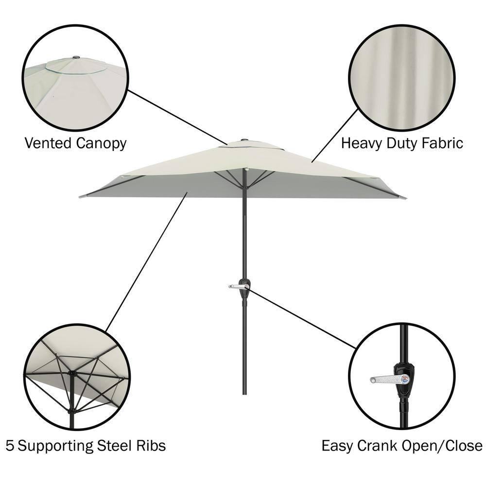 Pure Garden Summertime Umbrellas 3 Half Umbrella Outdoor Patio Shade - 9' Patio Umbrella with Easy Crank - Small Canopy for Balcony, Table, or Deck by Pure Garden