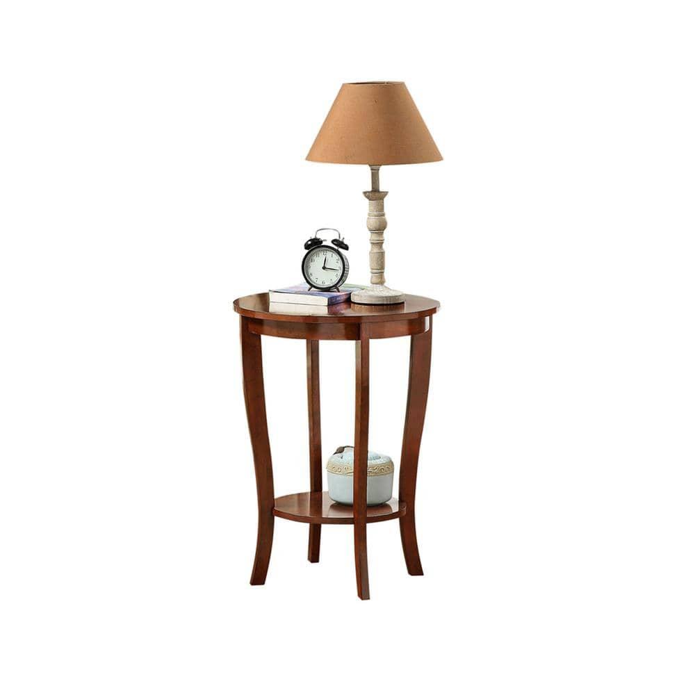 Elegant Mahogany Round End Table with Lower Shelf, 18"