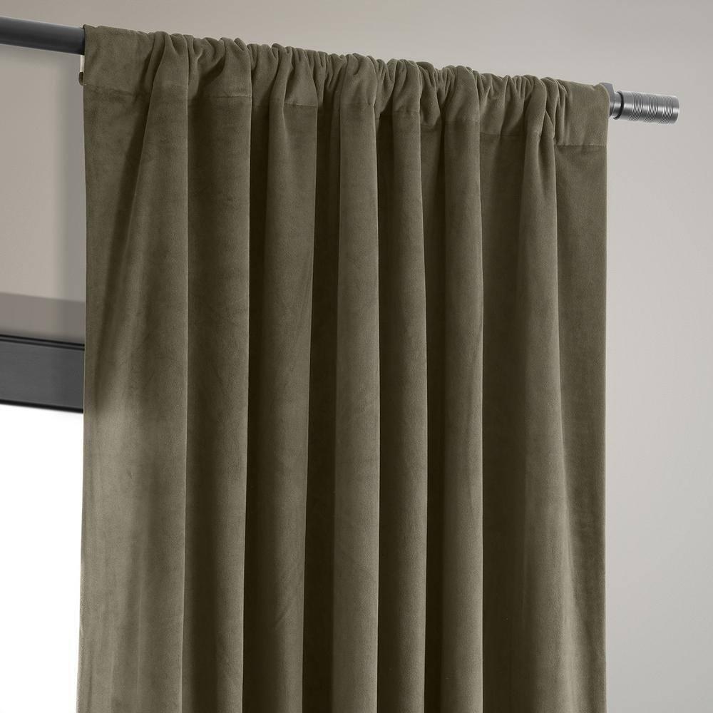 Half Price Drapes Signature Denver Taupe Velvet Blackout Curtains For Bedroom(1 Panel), 50WX 96L