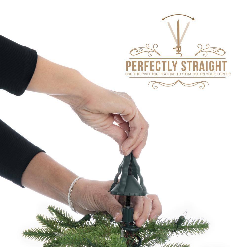 [Christmas Tree Topper Holder] - Twist-on Holiday Universal Tree Topper Stabilizer Fits All Base Types- Metal Green Support Rod with Adjustable attachments to stabilize Seasonal Treetop Ornaments