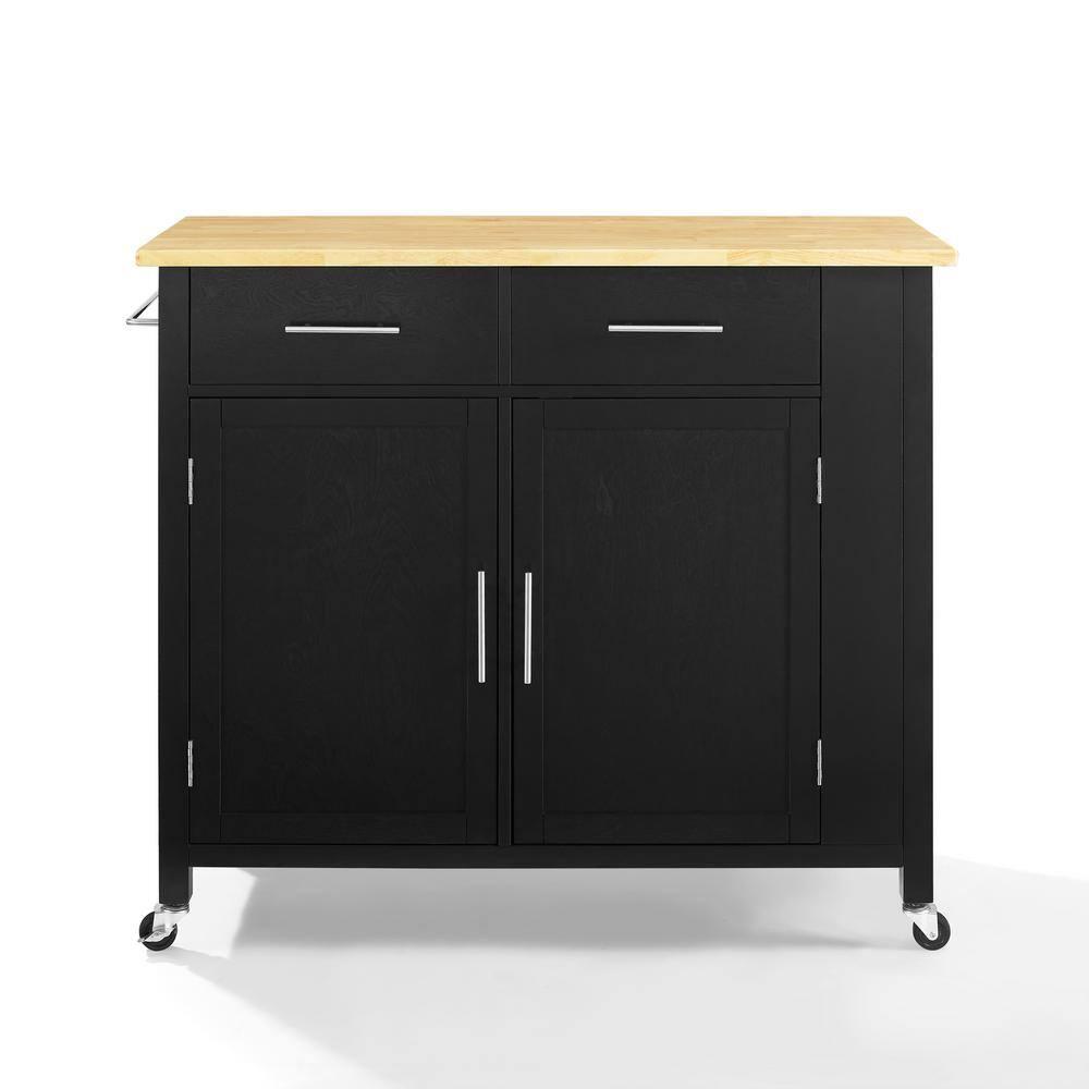 Crosley Savannah Wood Top Kitchen Island Cart in Black