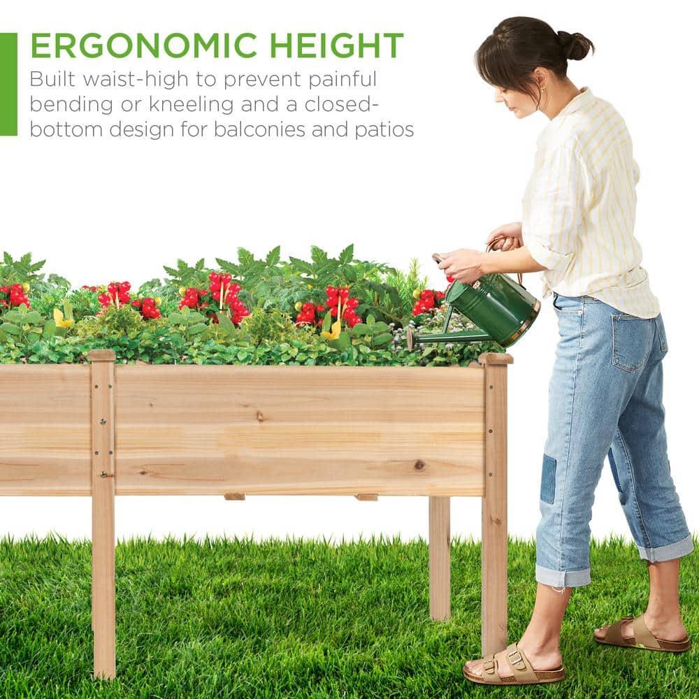 Best Choice Products 72x24x30in Raised Garden Bed, Elevated Wood Planter Box for Patio w/ Divider Panel - Natural