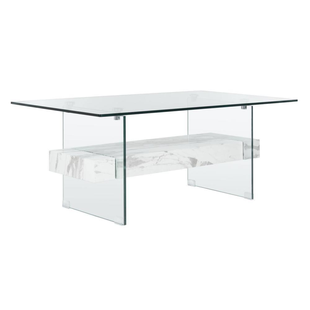 Kayley Coffee Table - Glass/White - Safavieh