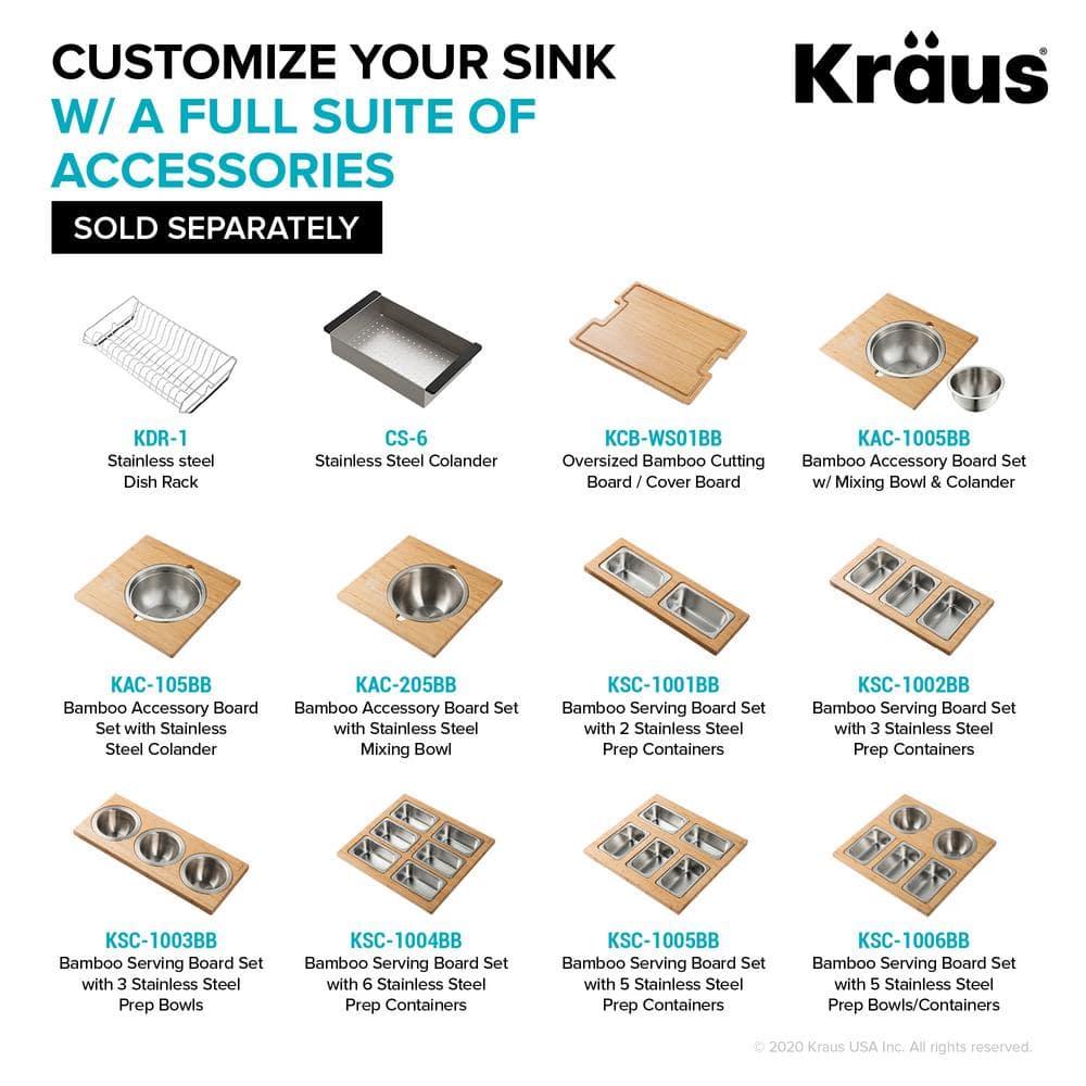 33 in. KRAUS Bellucci Workstation Drop-In Granite Composite Single Bowl Kitchen Sink with Accessories