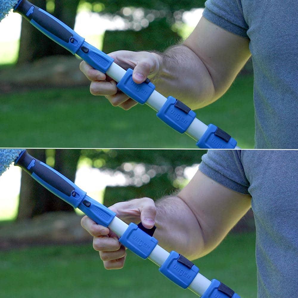Unger Professional Connect and Clean 6’-12’ Aluminum Telescopic Extension Pole with Locking Cone and Quick-Flip Clamp, Compatible with Cleaning Tool Attachments, Indoor and Outdoor Use