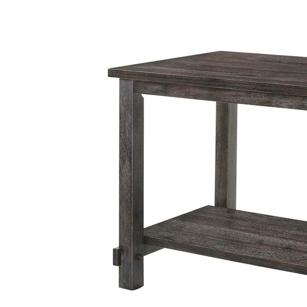 60" Martha Li Dining Table Weathered Gray - Acme Furniture: Sturdy Wood, Storage Shelf, Seats 6