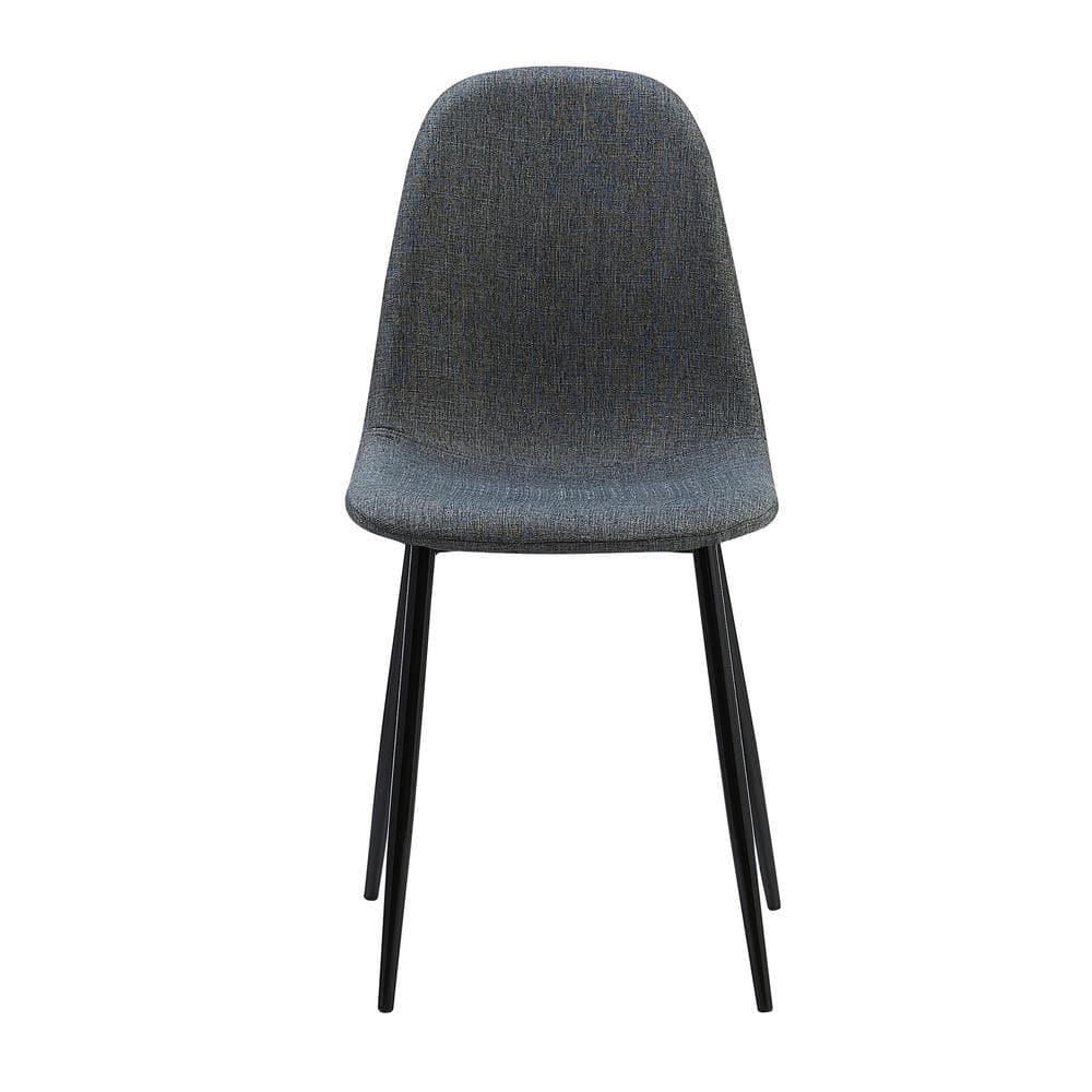 Teamson Home Minimalist Fabric Chair Seating Dark Grey Fabric Black Legs Set of 2 For Kitchen Dining Living Room Reading Bedroom Office