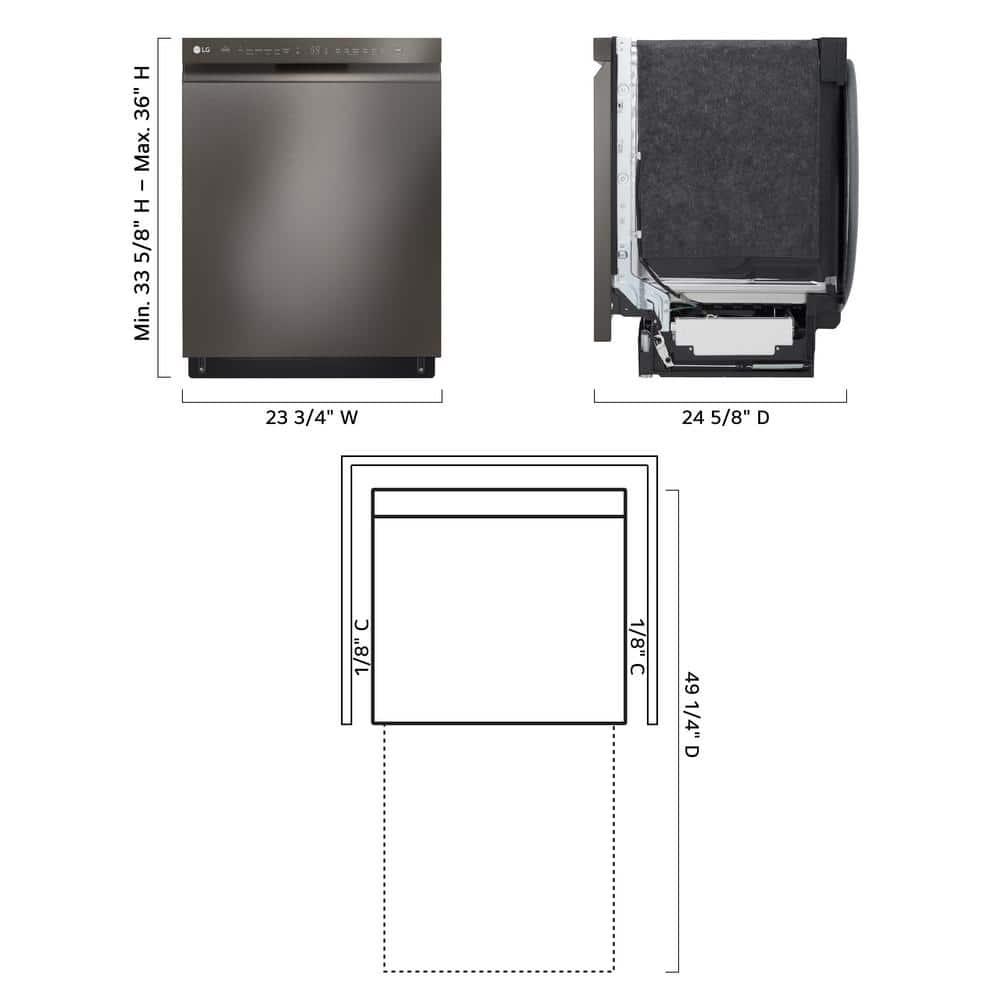 LG 24 in. PrintProof Stainless Steel Front Control Dishwasher with QuadWash, 3rd Rack & Dynamic Dry, 48 dBA