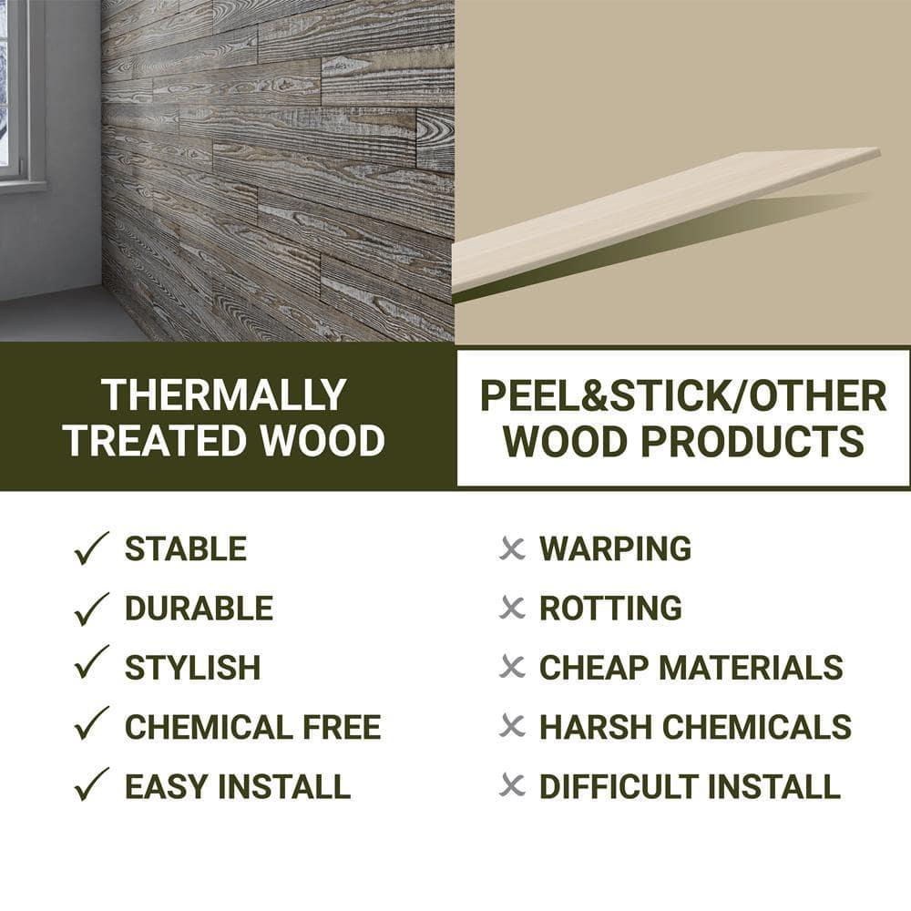 Thermo-Treated 1/4 in. x 5 in. x 4 ft. Barn Wood Wall Planks (10 sq. ft. 6-Pack)