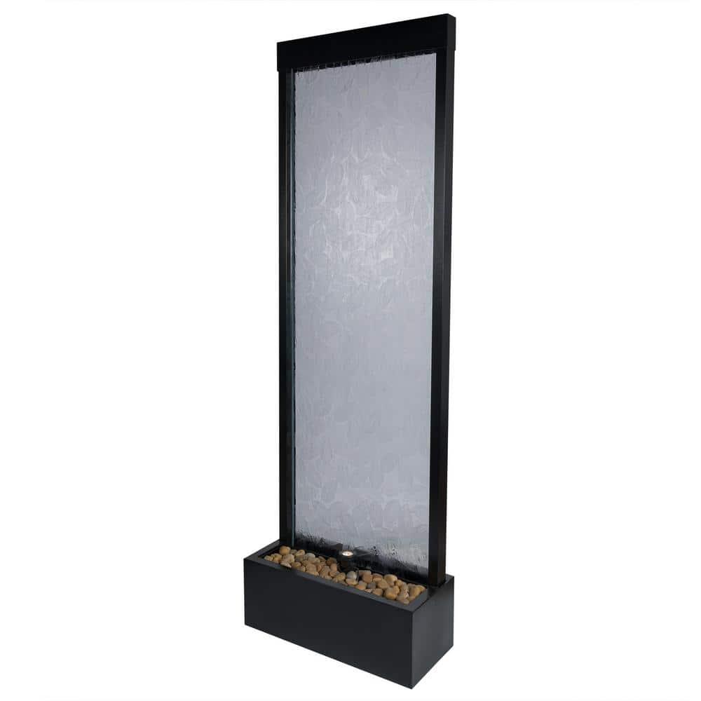 Alpine Corporation 72" Clear Glass Panel with Embossed Leaves Waterfall Fountain: Freestanding, Electric, Indoor/Outdoor Use