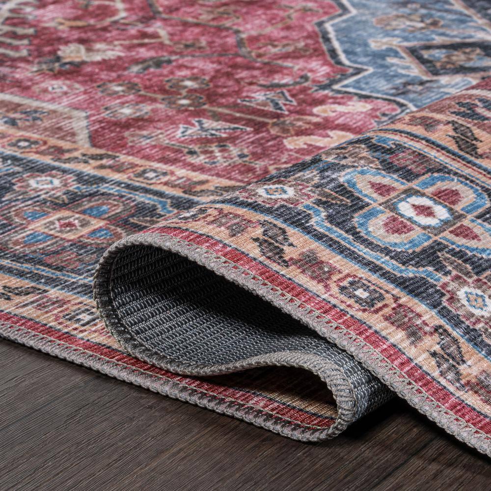 Alacati Ogee Medallion Machine-Washable Red/Blue/Brown 3 ft. x 5 ft. Area Rug - JONATHAN Y