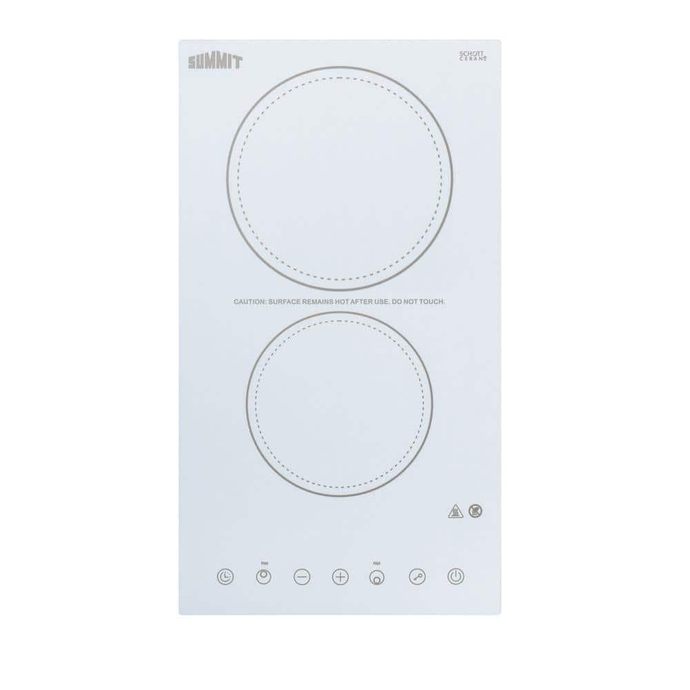 White Ceramic Glass 2 Burner Electric Cooktop with Touch Control