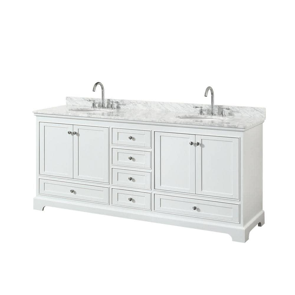 Deborah 80'' Double Bathroom Vanity with Marble Top