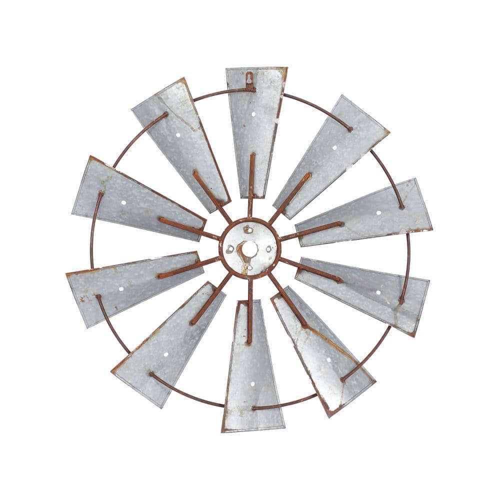 Millwood Pines Metal Indoor Outdoor Windmill Brown Wall Decor