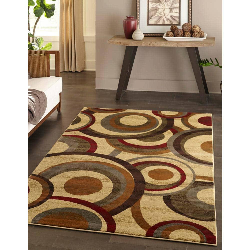 Unique Loom Barista Collection Area Rug - Kona (7' 10" x 10' Rectangle Beige/Black)
