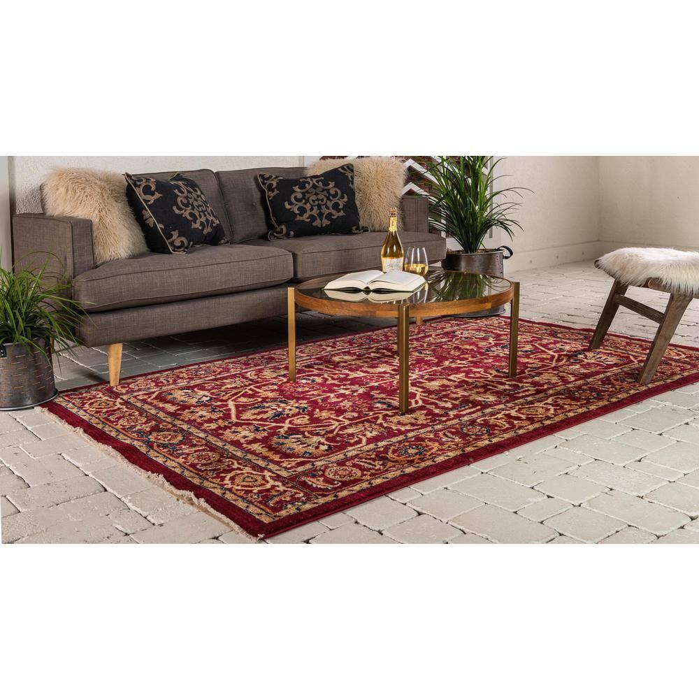 Unique Loom Dorchester Collection Area Rug - Alcott (4' 1" x 6' 1" Rectangle Burgundy/Beige)