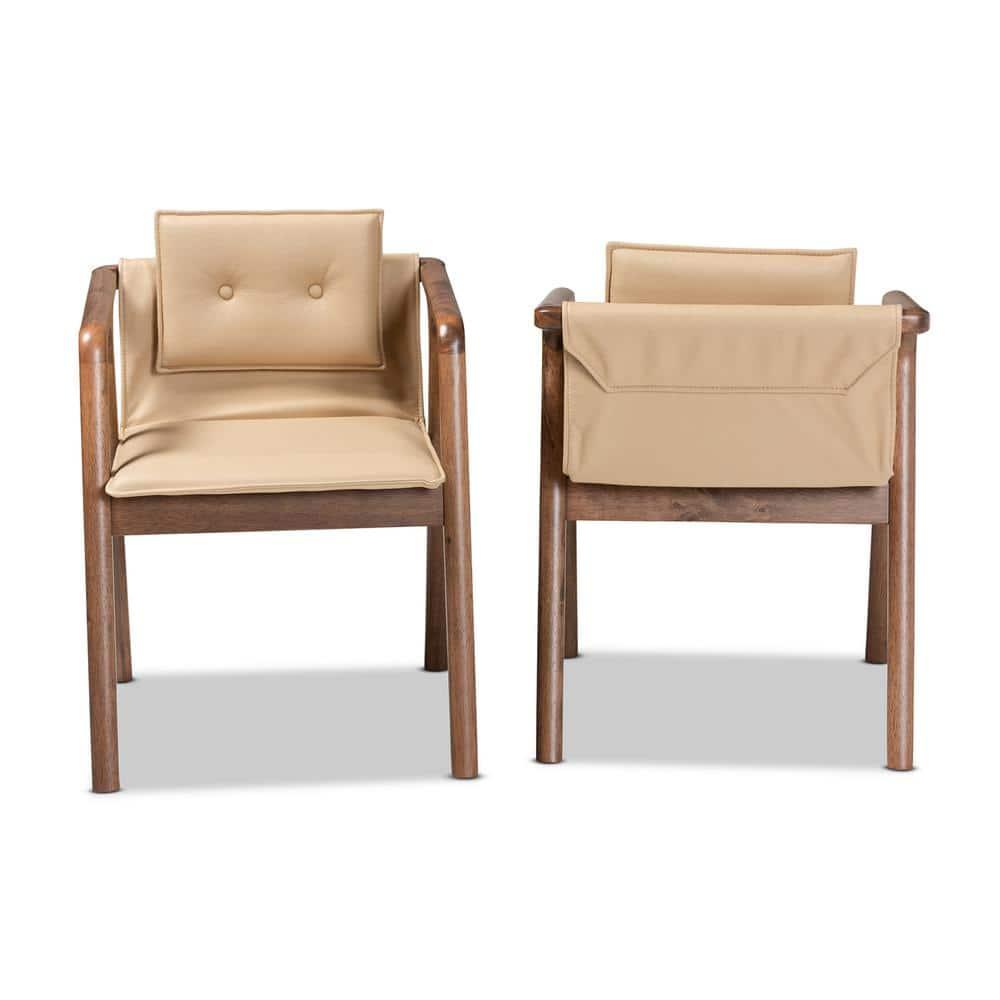 Elegant Beige Cane-Wood High Arm Chair with Button-Tufted Detail