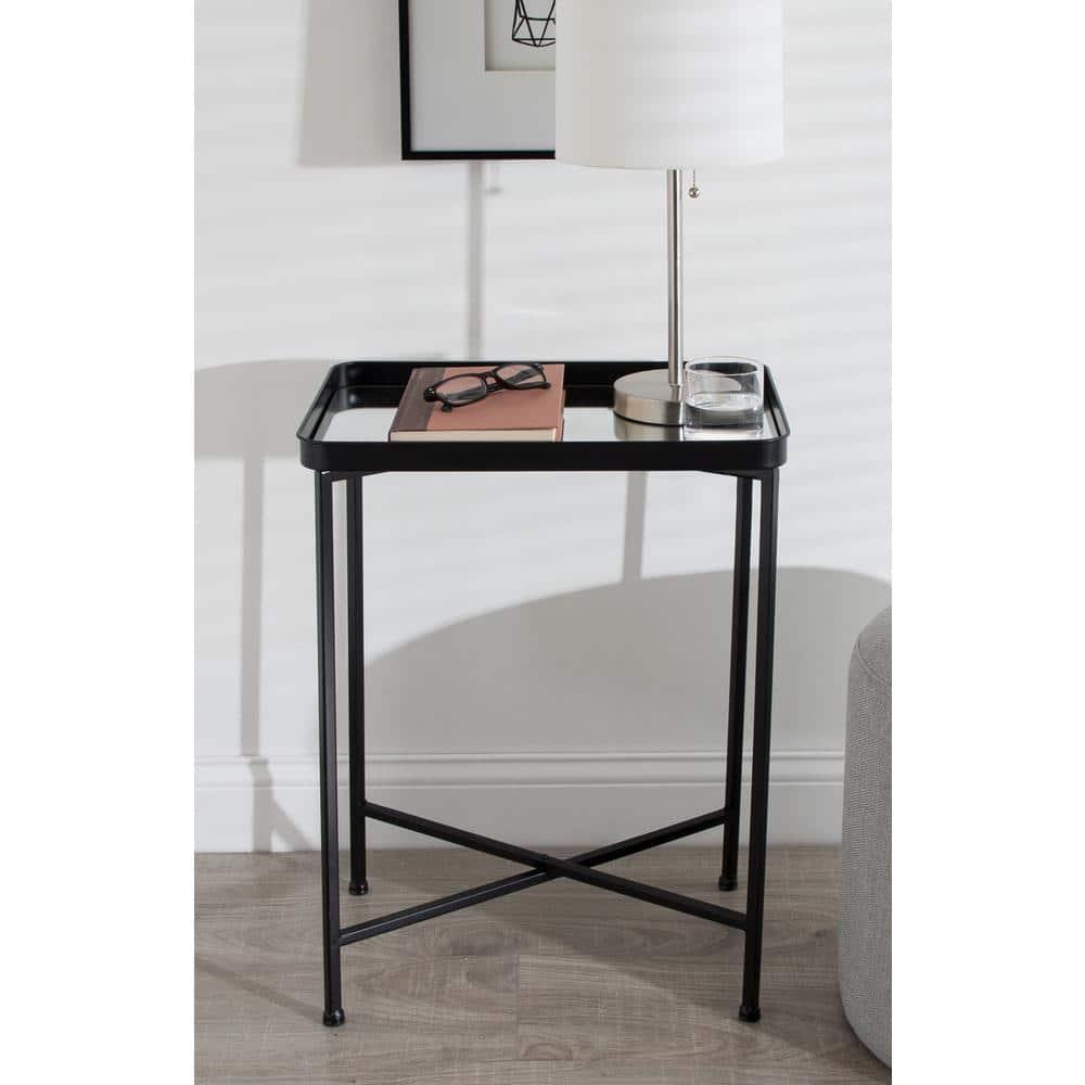 Kate and Laurel Celia Rectangle Metal Side Table, 18x12x26, Black