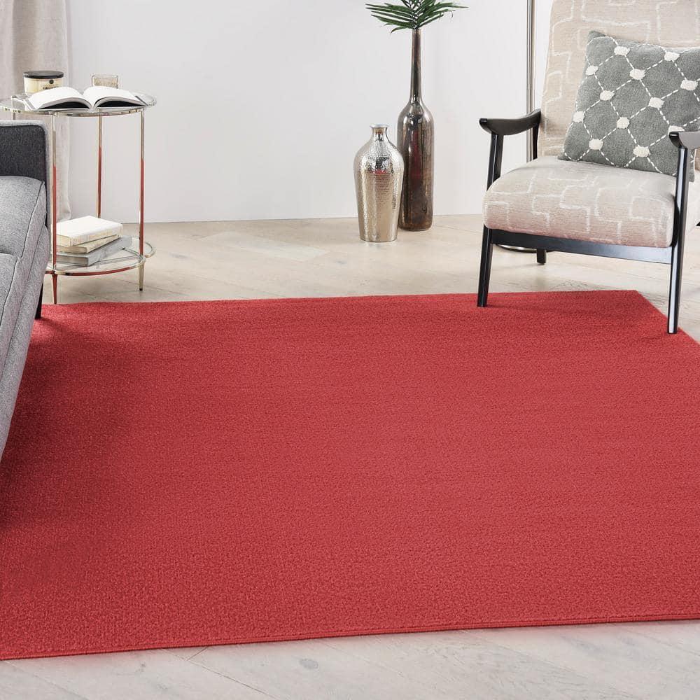 Nourison Essentials Easy Care Indoor Outdoor Area Rug - Brick Red 5' x Square