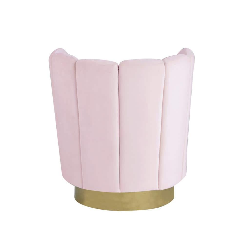Ellis Velvet Upholstered Swivel Accent Chair in Pink Velvet